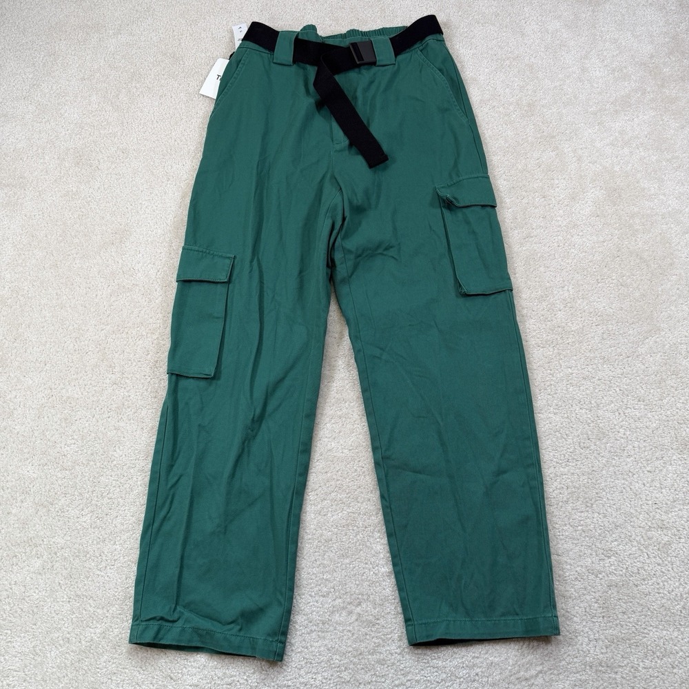 NWT TNA Aritzia Belted Cargo Pants Women's Large Green High Waist Cotton